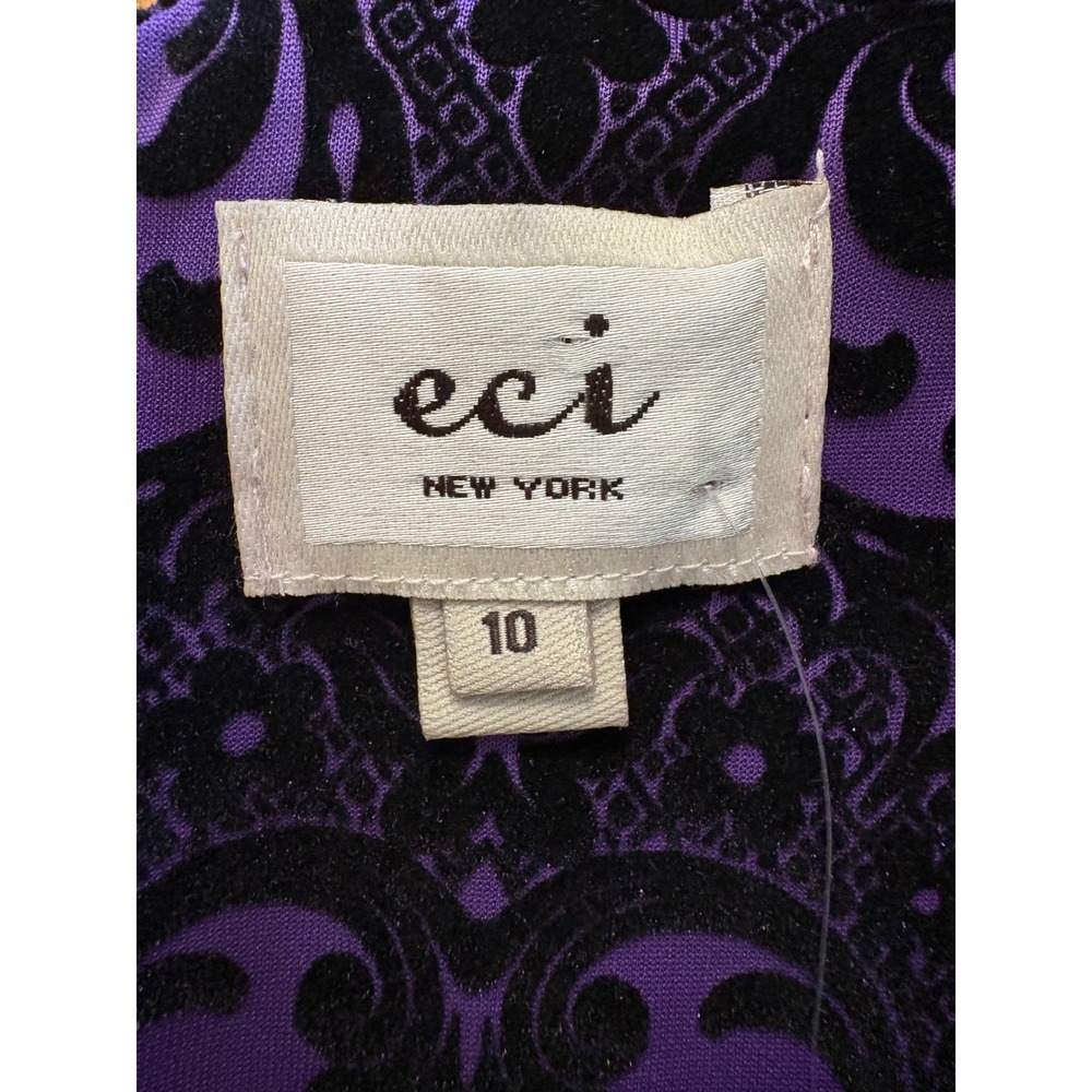 ECI NY Women Purple Black Damask Velvet Sheath Dress 10 Gothic Victorian NWT - Picture 3 of 11